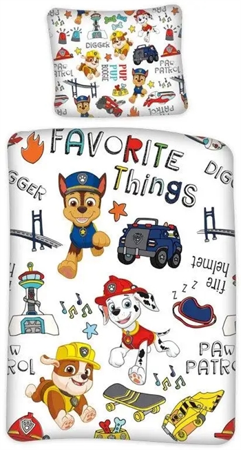 Sengetøj 140x200 cm - Paw Patrol sengetøj - Favorite things - 2 i 1 design - Sengesæt i 100% bomuld